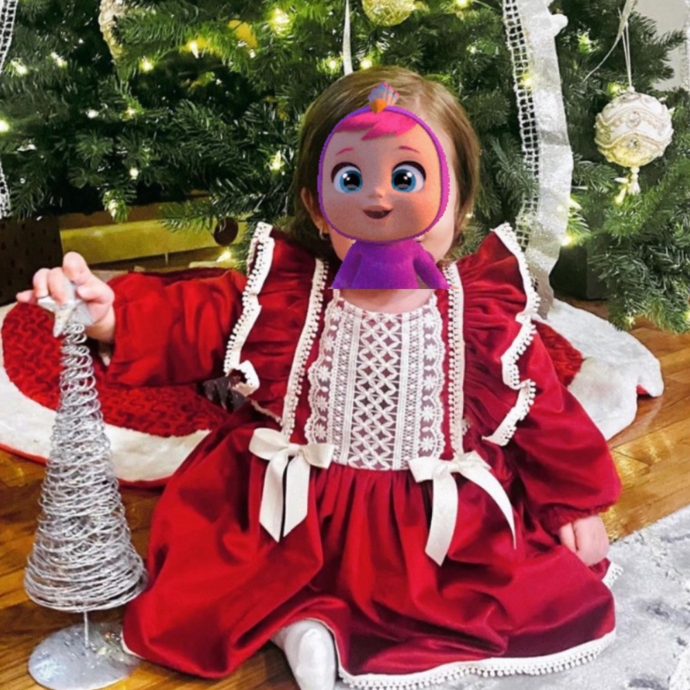 Baby Girl - Christmas Dress - Red Velvet - 12 - 14 months